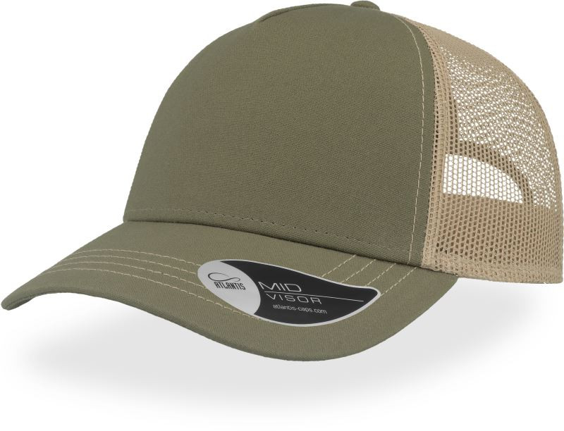 Atlantis Headwear Rapper Canvas 5 panelová síťovaná kšiltovka "Rapper Canvas" 33.6060 olive/khaki