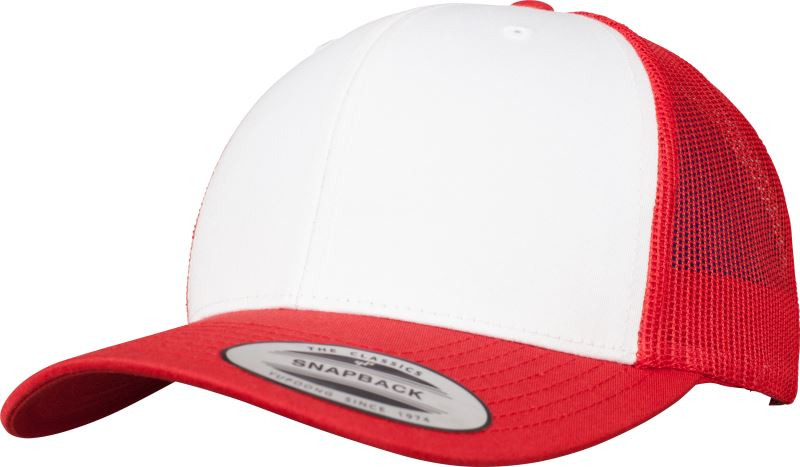 Flexfit 6606CF 6 panelová Trucker kšiltovka 55.06CF red/white/red