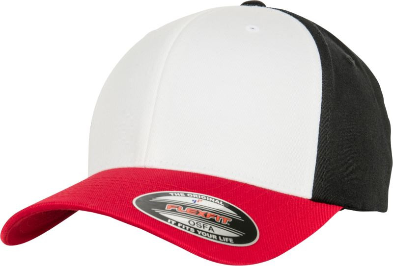 Flexfit 6277T/6277TT 6 Panelová kšiltovka Flexfit Wooly Combed 55.277T red/white/black - Dámské oblečení doplňky klobouky a&nbsp;kšiltovky