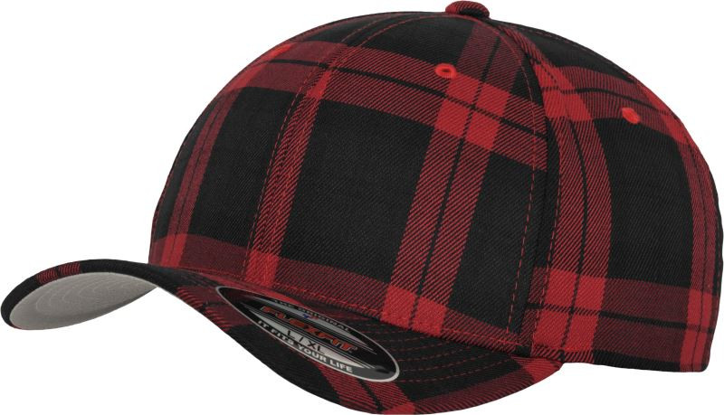Flexfit 6197 6 panelová kšiltovka "Tartan Plaid" 55.6197 black/red