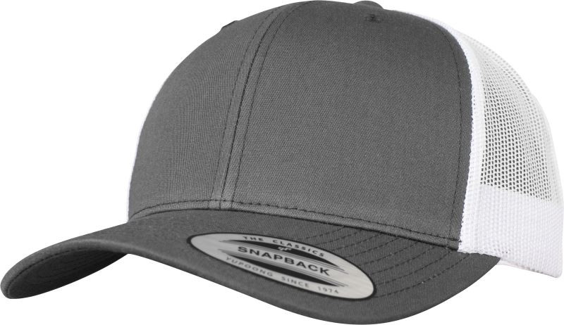 Flexfit 6606/6606T 6 panelová vintage kšiltovka "Trucker" 55.6606 dark grey/white