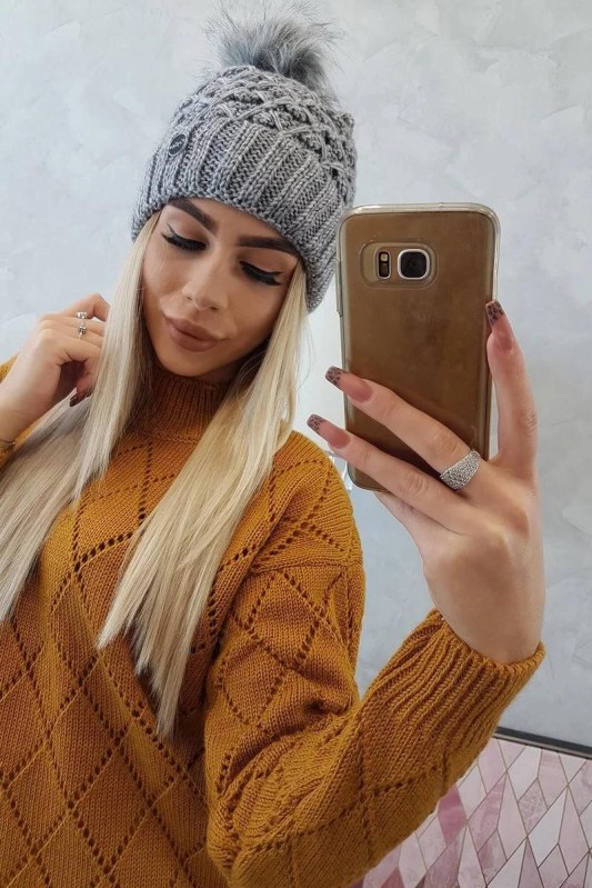 Čepice K165 tmavě šedá - Dámské oblečení doplňky klobouky a&nbsp;kšiltovky