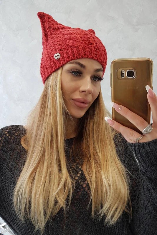 Fleecová čepice Rabbid K237 v malinové barvě
