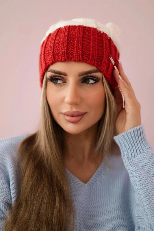 Čepice Paris fleece K212 ecru+bordeaux - Dámské oblečení doplňky klobouky a&nbsp;kšiltovky