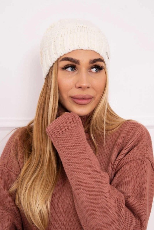 Fleecová čepice Carolina K243 ecru - Dámské oblečení doplňky klobouky a&nbsp;kšiltovky