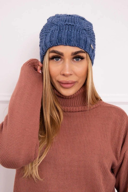 Fleecová čepice Carolina K243 denim - Dámské oblečení doplňky klobouky a&nbsp;kšiltovky