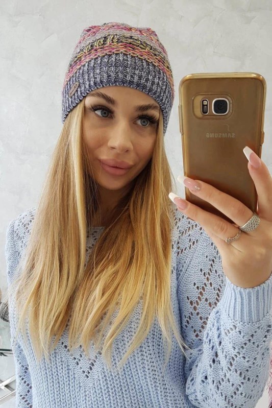 Fleecová čepice Patrycja K254 fialová+modrá