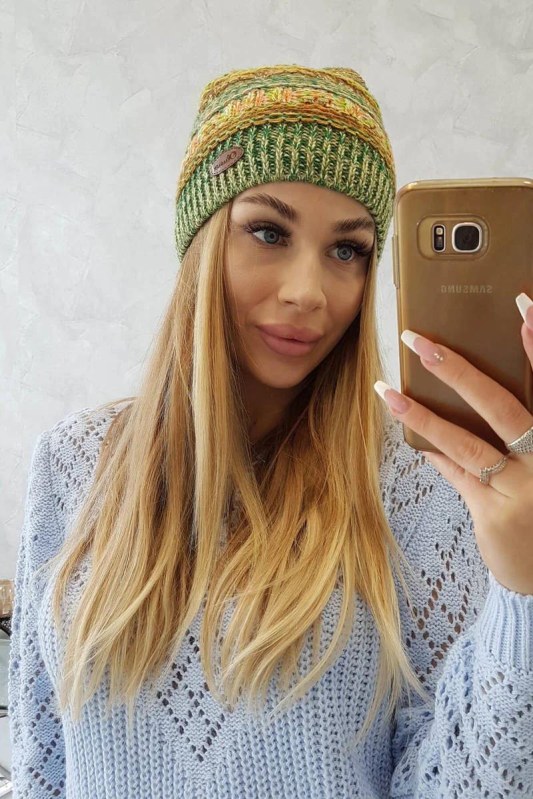 Fleecová čepice Patrycja K254 green neon+green - Dámské oblečení doplňky klobouky a&nbsp;kšiltovky