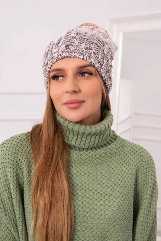 Fleecová čepice Dolores K303 hnědá+bílá+červená