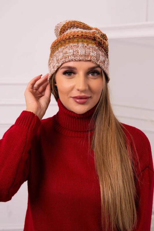 Monika fleecová čepice K256 red+camel - Dámské oblečení doplňky klobouky a&nbsp;kšiltovky