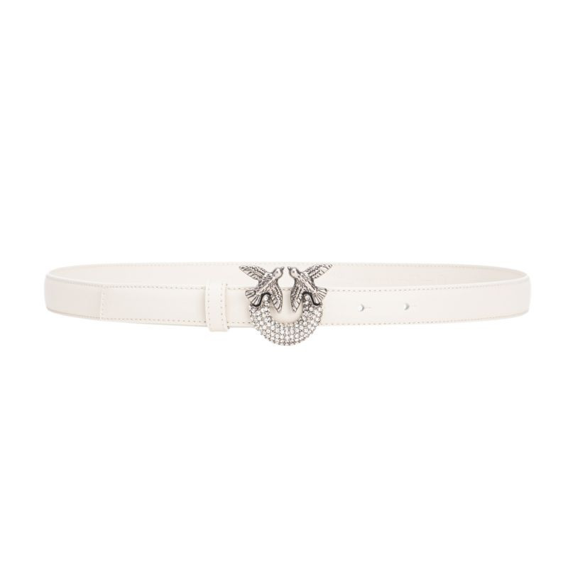 Pinko pásek s krystaly H2 W 100143A110 bílý - Dámské oblečení doplňky opasky a kravaty