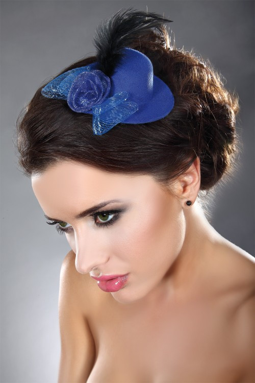 Ozdoba do vlasů Mini Top Hat Model 11 Blue - LivCo Corsetti - Dámské oblečení doplňky ostatní