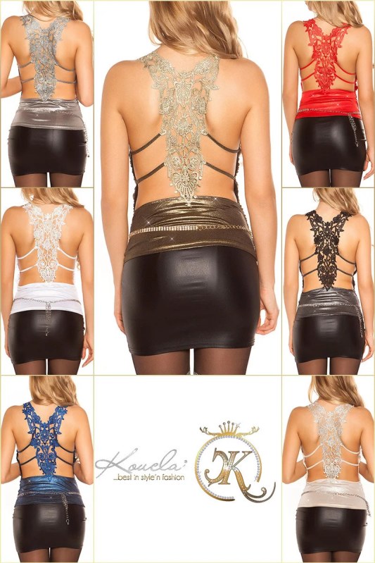 Sexy Partytop s výšivkou - KouCla