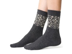 Ponožky s vlnou 093 šedé norský vzor