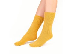 Hřejivé ponožky 093 okrově žluté s vlnou