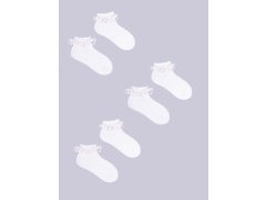 Bavlněné ponožky Yoclub Girls´ Turn Cuff Ruffle 3-pack SKA-0122G-010J-001 White