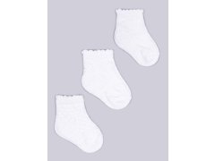 Yoclub Dívčí žakárové ponožky 3-pack SKL-0006G-0100 White