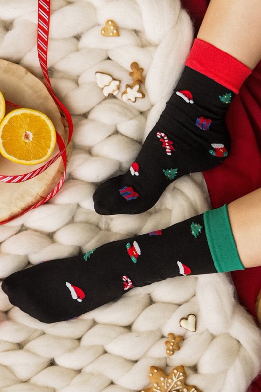 Hrubší vzorované ponožky CHRISTMAS - Dámské oblečení doplňky ponožky