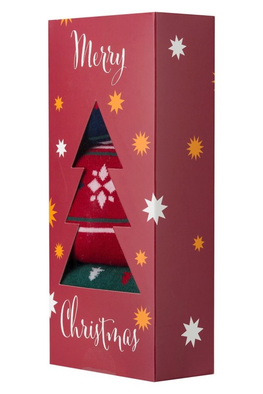 Ponožky SOXO - ozdobná krabička, vánoční stromeček - Dámské oblečení doplňky ponožky