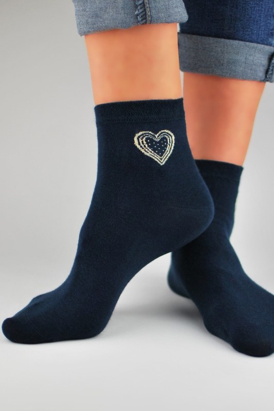 Dámské ponožky s lurexovým srdcem SB027 - Dámské oblečení doplňky ponožky