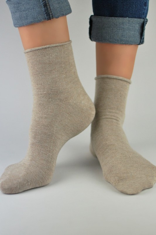 Dámské ponožky s lurexem, bez lemu SB022 - Dámské oblečení doplňky ponožky
