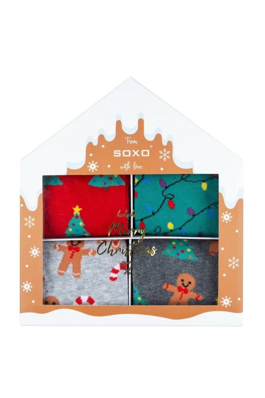 Vánoční ponožky SOXO v krabičce / 4-pack 70750A - Dámské oblečení doplňky ponožky
