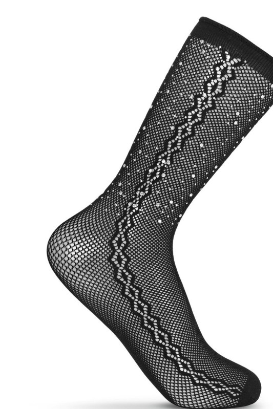 Dámské ponožky kabaretky s křišťálky - 3 - Dámské oblečení doplňky ponožky