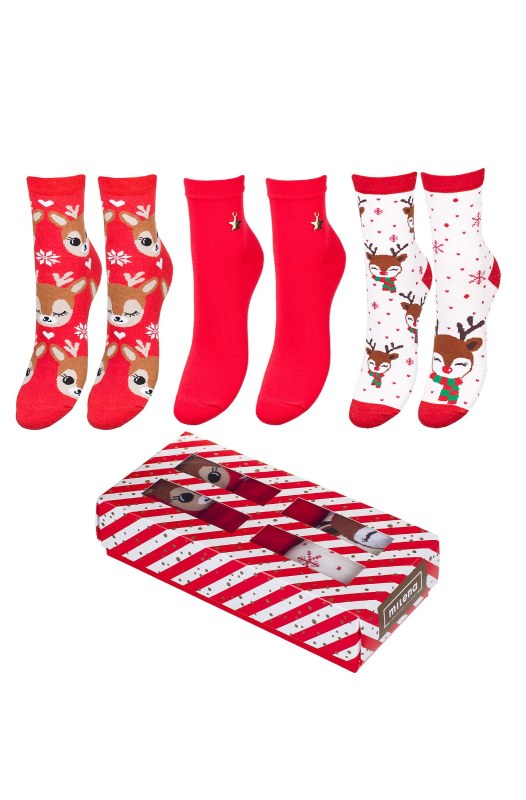 Dámské ponožky Milena Vánoční sada, krabička A´3 - Dámské oblečení doplňky ponožky