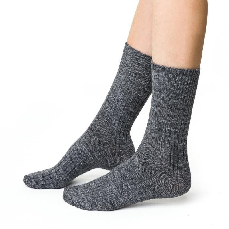 Hřejivé ponožky Alpaka 044 šedé s vlnou - Dámské oblečení doplňky ponožky