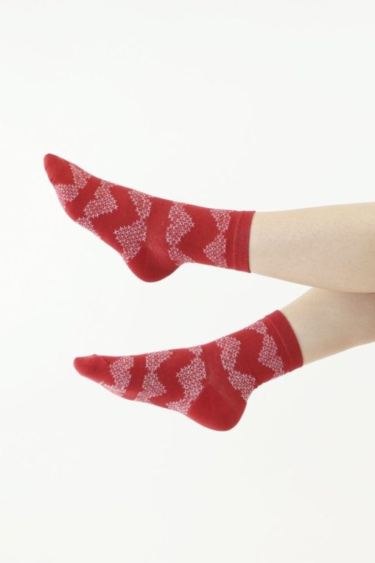 2 pack kvalitních ponožek 162 šedé a červené - Dámské oblečení doplňky ponožky
