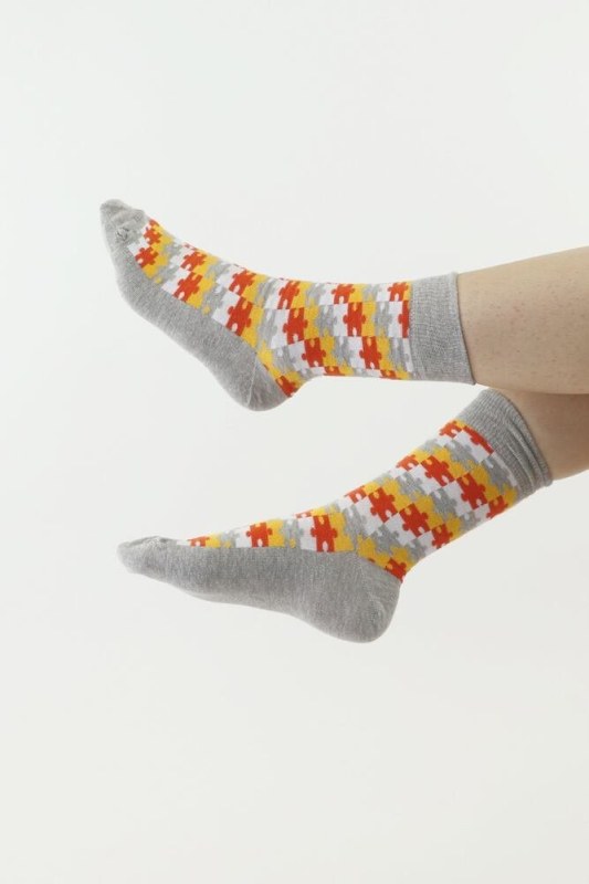 Veselé ponožky 76 šedé puzzle - ponožky