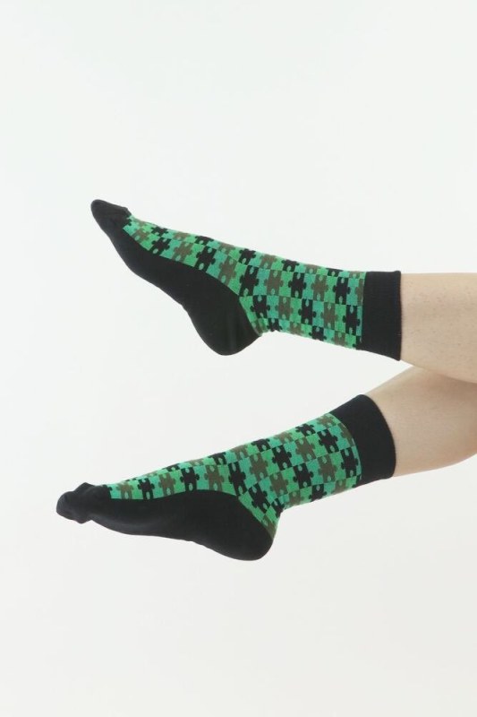 Veselé ponožky 76 černé puzzle - Dámské oblečení doplňky ponožky