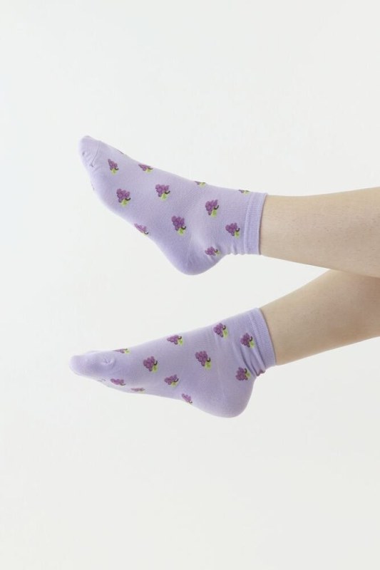 Veselé ponožky 889 fialové s hrozny - Dámské oblečení doplňky ponožky