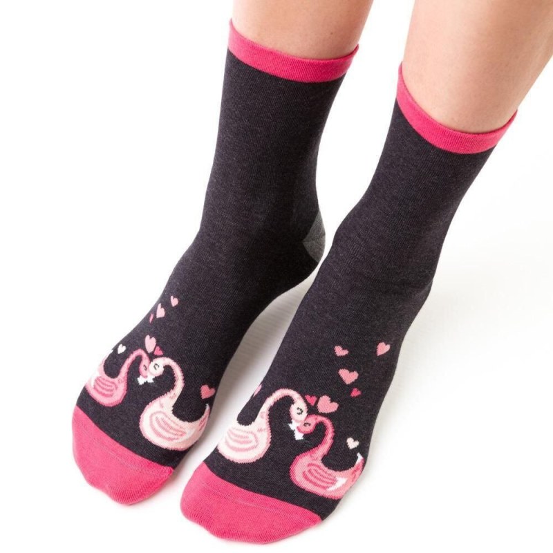 Ponožky 136 Labutě se srdíčky - Dámské oblečení doplňky ponožky
