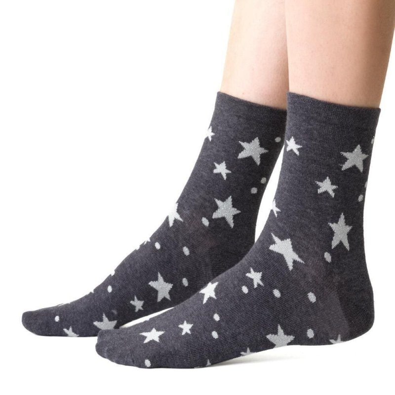 Veselé ponožky Star 099 šedé - Dámské oblečení doplňky ponožky