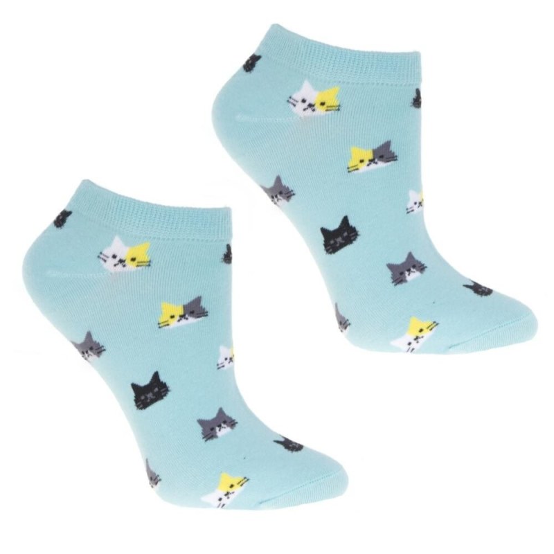 Kotníkové ponožky Cats světle modré - Dámské oblečení doplňky ponožky