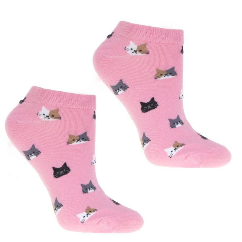 Kotníkové ponožky Cats růžové - Dámské oblečení doplňky ponožky