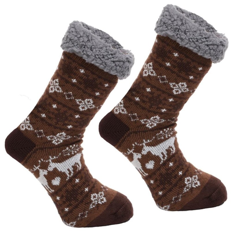Protiskluzové ponožky Nordic winter hnědé