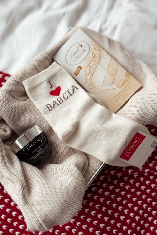 Dámské ponožky S Nápisem I Love Babcia Ecru