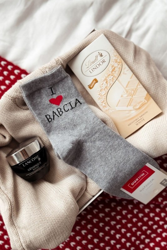 Dámské ponožky S Nápisem I Love Babcia Šedé