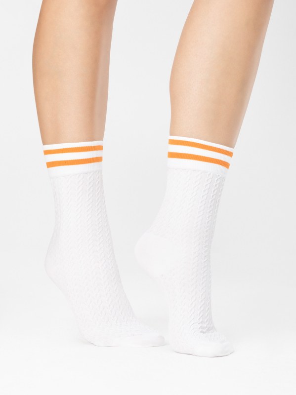 Ponožky Player 80 Den White-Orange - Fiore - ponožky