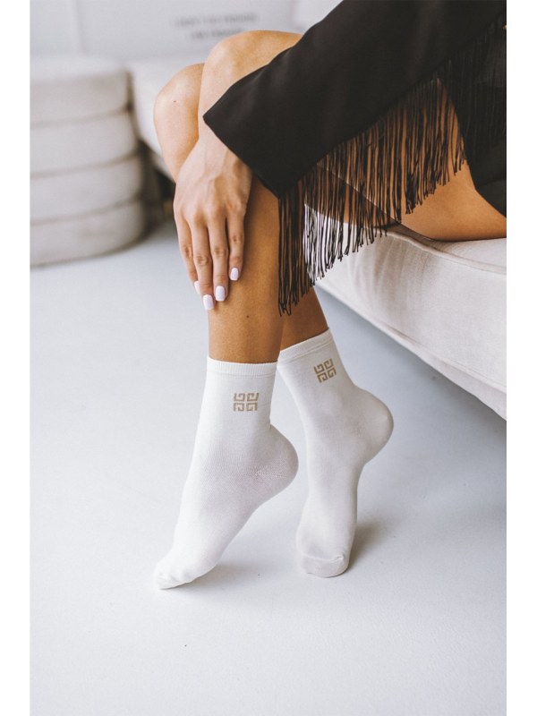 Fashion GG vysoké ponožky Ecru - Milena - Dámské oblečení doplňky ponožky