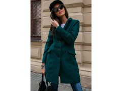 Dámský kabát 184493 - PLA0012 tmavě zelený - Roco Fashion