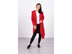 Dlouhý kabát s kapucí červený