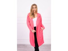 Dlouhý kabát s kapucí růžový neon