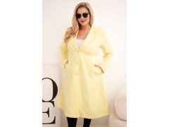 Dámský klasický kabát Plus Size s&nbsp;knoflíky a&nbsp;límcem žlutý