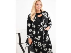 Elegantní dámský plášť Plus Size s&nbsp;límci leopardí černý
