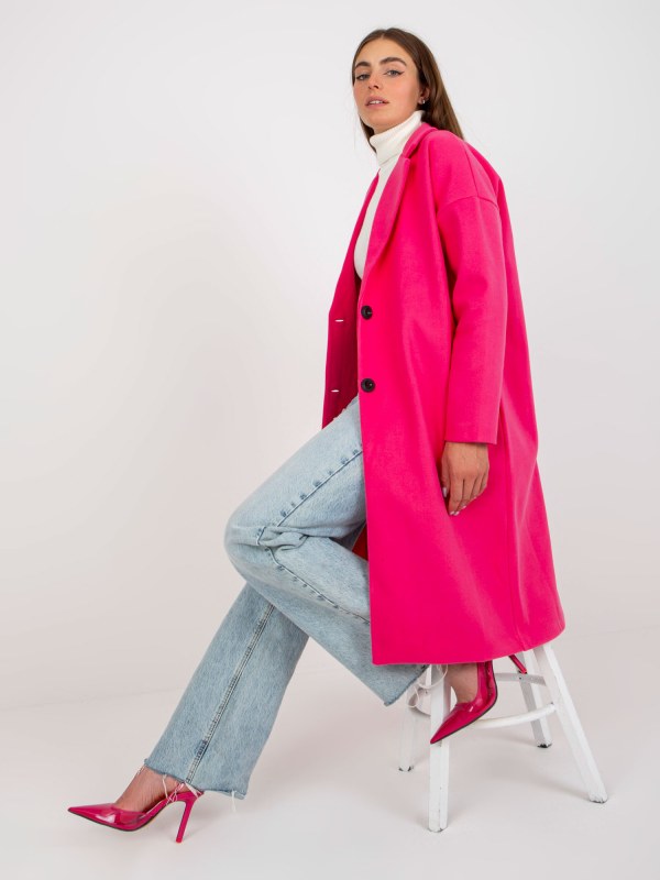 Dámský kabát TW EN BI-7298-1.15 tmavě růžový - Och Bella - Dámské oblečení kabáty