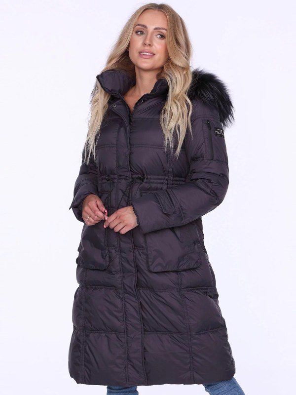 Dámský kabát Coat BLH220027FXR tmavě šedý -. PERSO - Dámské oblečení kabáty