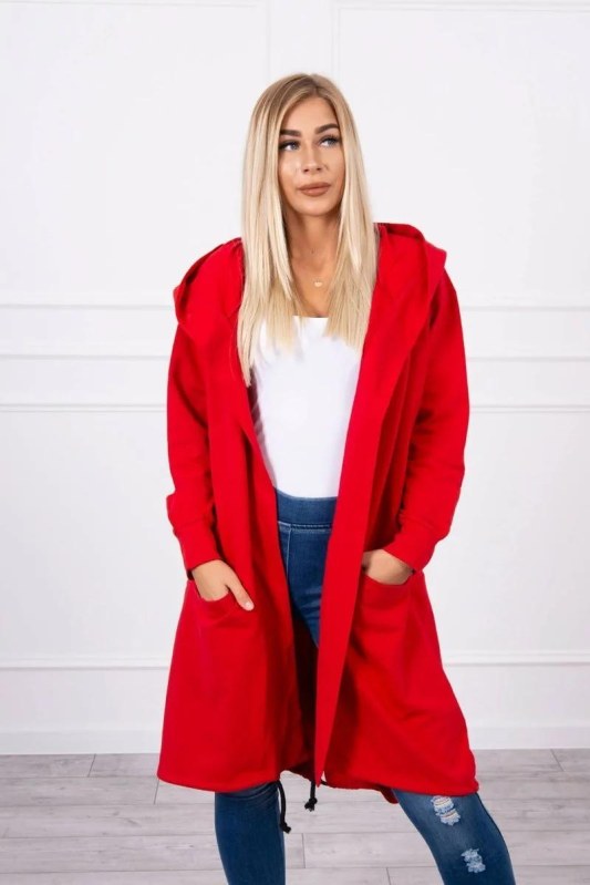 Pláštěnka s&nbsp;kapucí oversize červená - Dámské oblečení kabáty